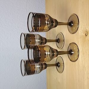Mid Century Czech Bohemian Crystal Cordial Liqueur Glasses